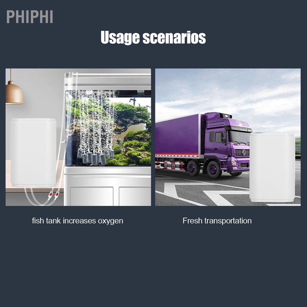 PHIPHI Máy bơm oxy bể cá USB siêu im lặng