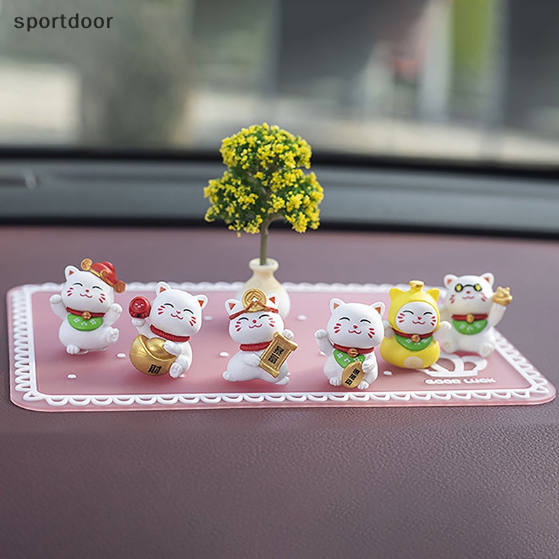 Cây mini Hình Mèo Dễ Thương Bằng Nhựa resin Trang Trí Bảng Điều Khiển Xe Hơi