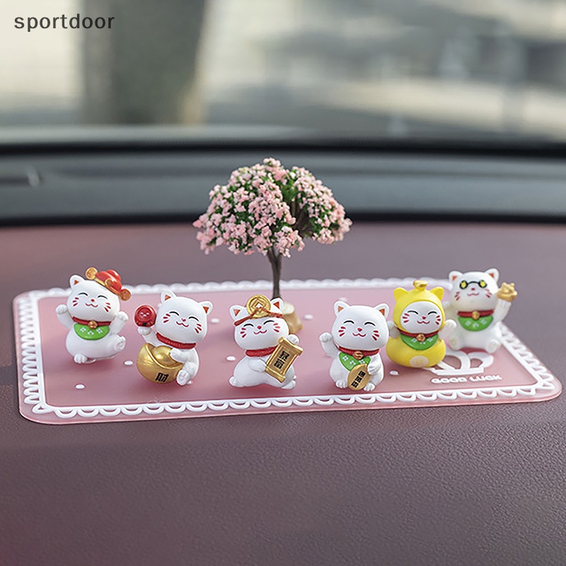 Cây mini Hình Mèo Dễ Thương Bằng Nhựa resin Trang Trí Bảng Điều Khiển Xe Hơi