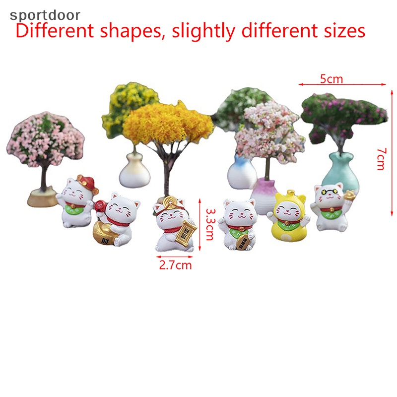 Cây mini Hình Mèo Dễ Thương Bằng Nhựa resin Trang Trí Bảng Điều Khiển Xe Hơi