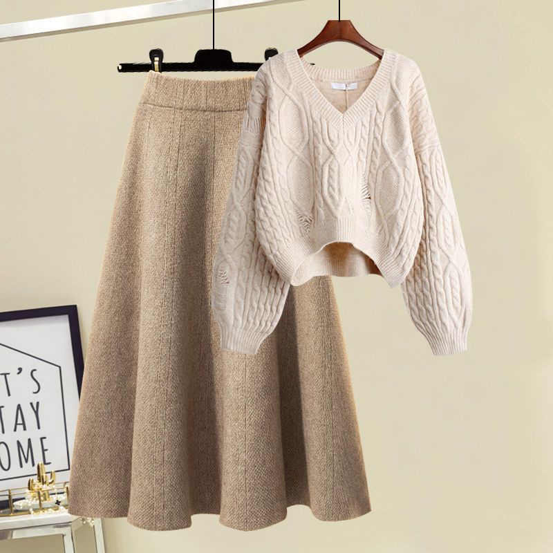 Bộ Áo sweater Dệt Kim Dáng Rộng Phối Chân Váy Ngắn Phong Cách Phương Tây Thời Trang Thu Đông Hàng Mới 2023 0825