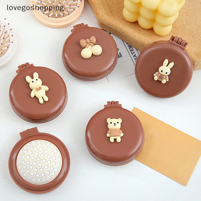 Lược Chải Tóc Mát Xa Nhỏ Gọn Có Gương Hình Gấu / Thỏ Đáng Yêu Có Thể Gập Lại Cho Bé Gái vn