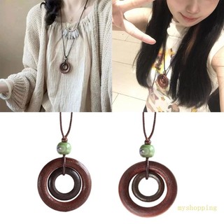 Ivy Vòng cổ Dài Mặt Tròn Phong Cách vintage Đơn Giản