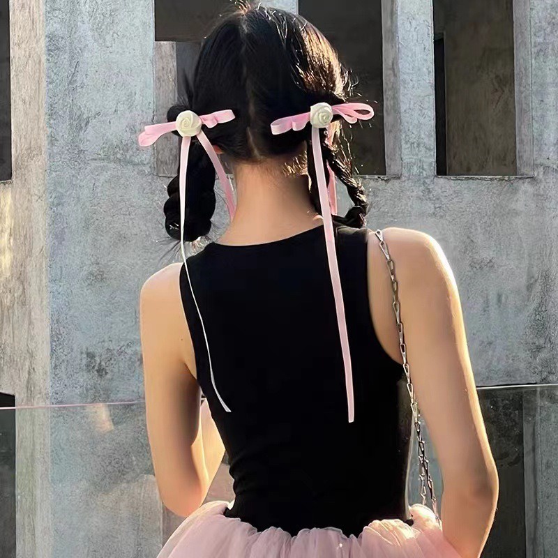 Kẹp Tóc Hình Nơ / Bông Hoa / Ngôi Sao Màu Hồng Phong Cách Thời Trang Mới 2023