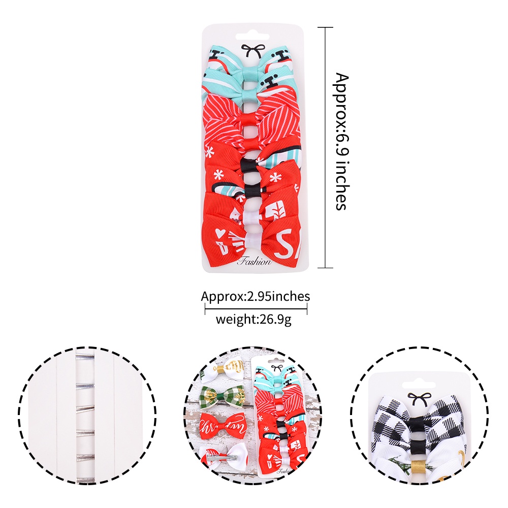 Set 8 Nơ Kẹp Tóc Trang Trí Giáng Sinh Năm Mới Cho Bé Gái