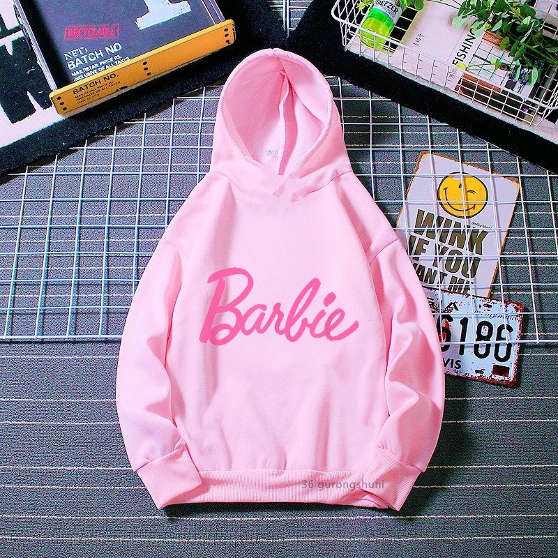 Áo Khoác hoodie In Hình Công Chúa barbie Màu Hồng Mới 2023 Phong Cách harajuku Đáng Yêu Dành Cho Bé Gái
