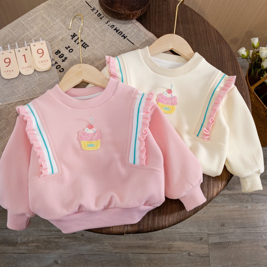 Áo Sweater Cổ Tròn Phong Cách Hàn Quốc Thời Trang Xuân Thu 2023 Cho Bé Gái