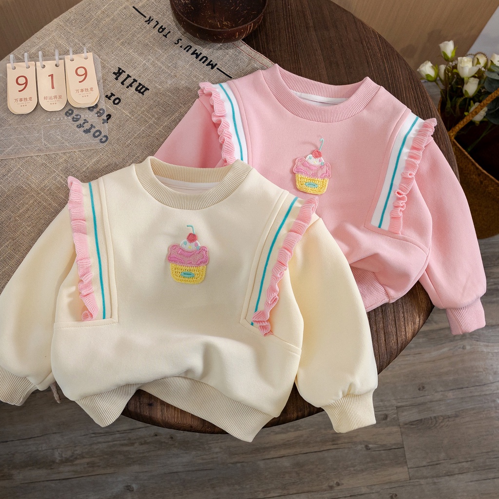 Áo Sweater Cổ Tròn Phong Cách Hàn Quốc Thời Trang Xuân Thu 2023 Cho Bé Gái