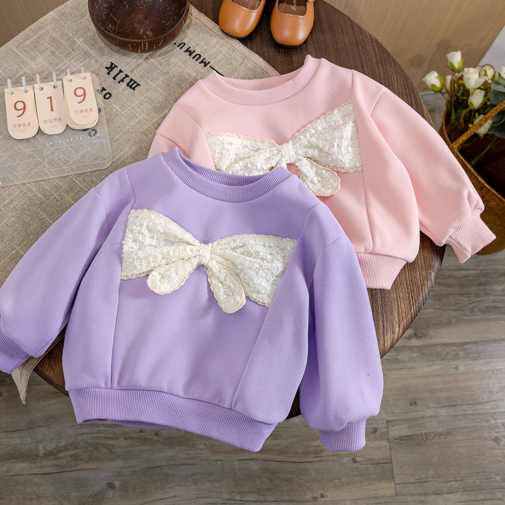 Áo Sweater Cổ Tròn Phong Cách Hàn Quốc Thời Trang Xuân Thu 2023 Cho Bé Gái