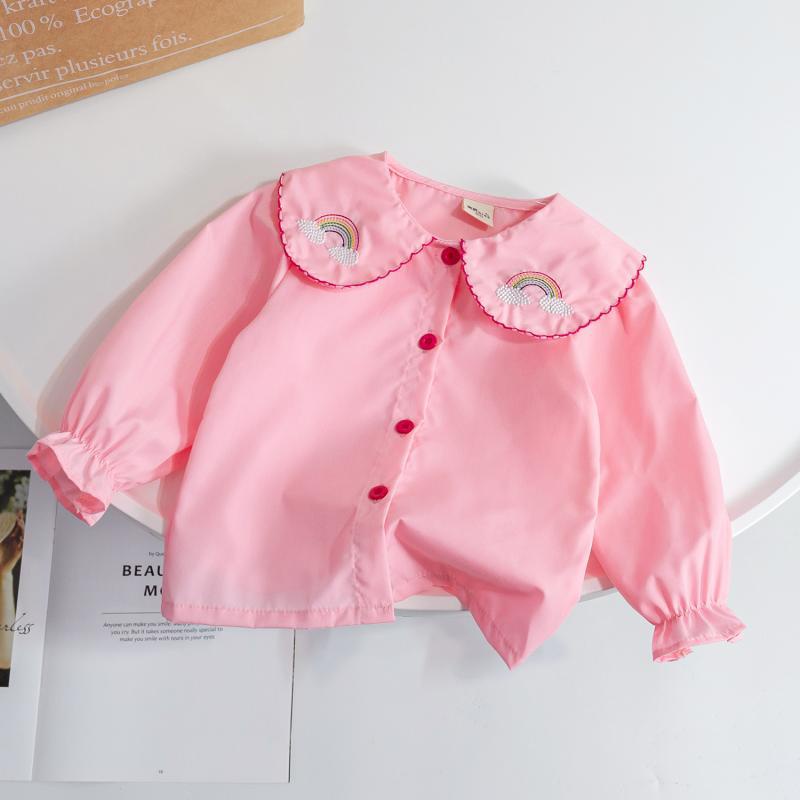 Áo Sơ Mi Tay Dài Cổ Búp Bê Phong Cách Hàn Quốc Thời Trang Xuân Thu 2023 Cho Bé Gái