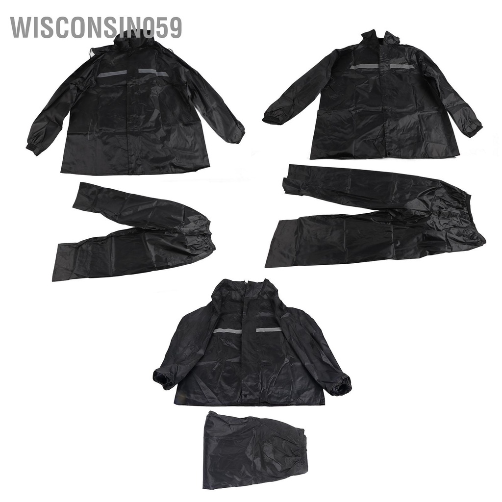 Wisconsin059 Bộ Áo Mưa Vải Oxford Loại Dày Xẻ Chống Thấm Nước Có Dải Phản Quang Cho Nam Nữ
