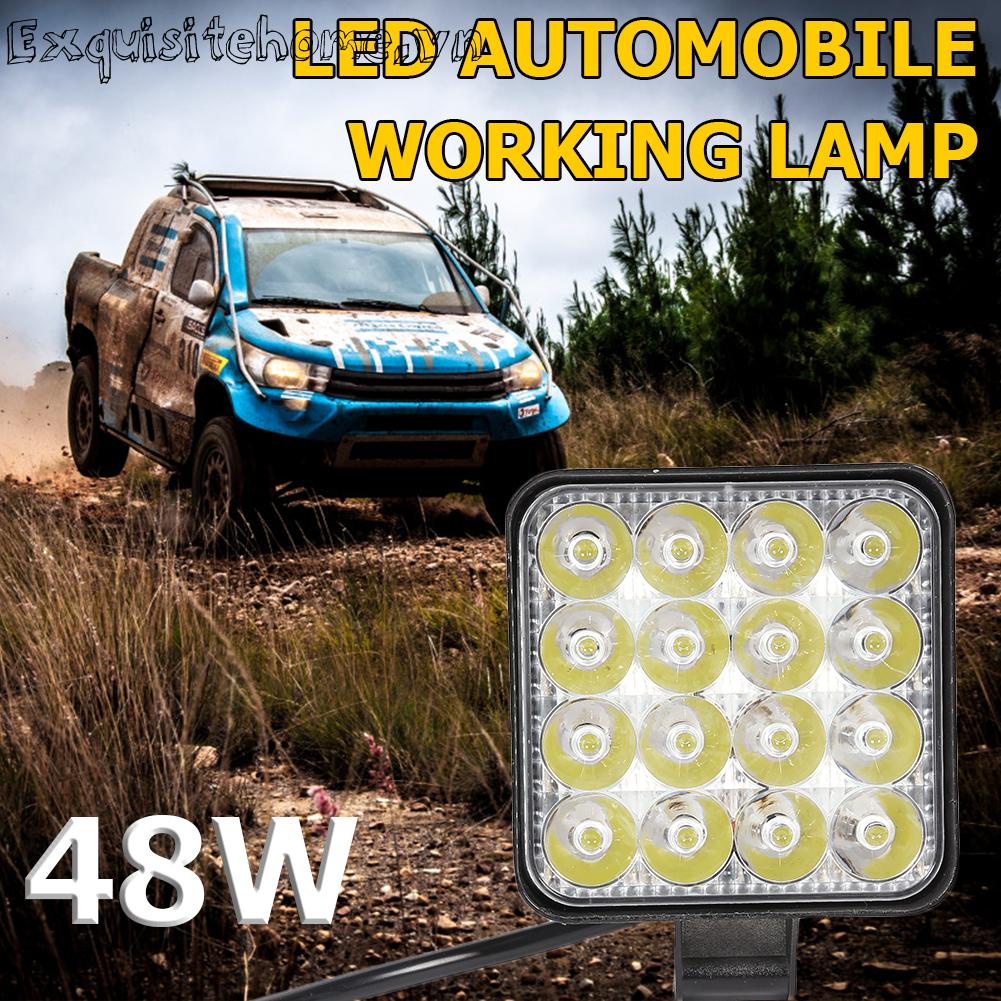 Đèn Led 16 Bóng 48w 2880lm 6500k Hình Vuông Chống Thấm Nước Chuyên Dùng Cho Xe Tải