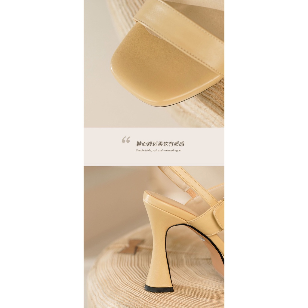 Xăng đan Cao Gót Mũi Vuông Phong Cách Hàn Quốc Mới Mùa Thu 2023
