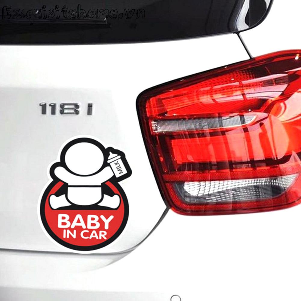 Miếng Dán Cảnh Báo baby in car Phản Quang An Toàn Cho Xe Hơi Xe Tải