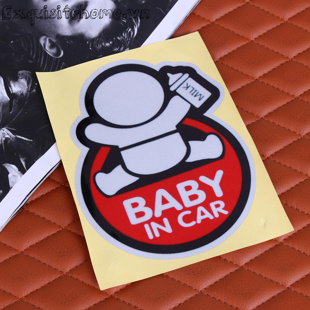 Miếng Dán Cảnh Báo baby in car Phản Quang An Toàn Cho Xe Hơi Xe Tải