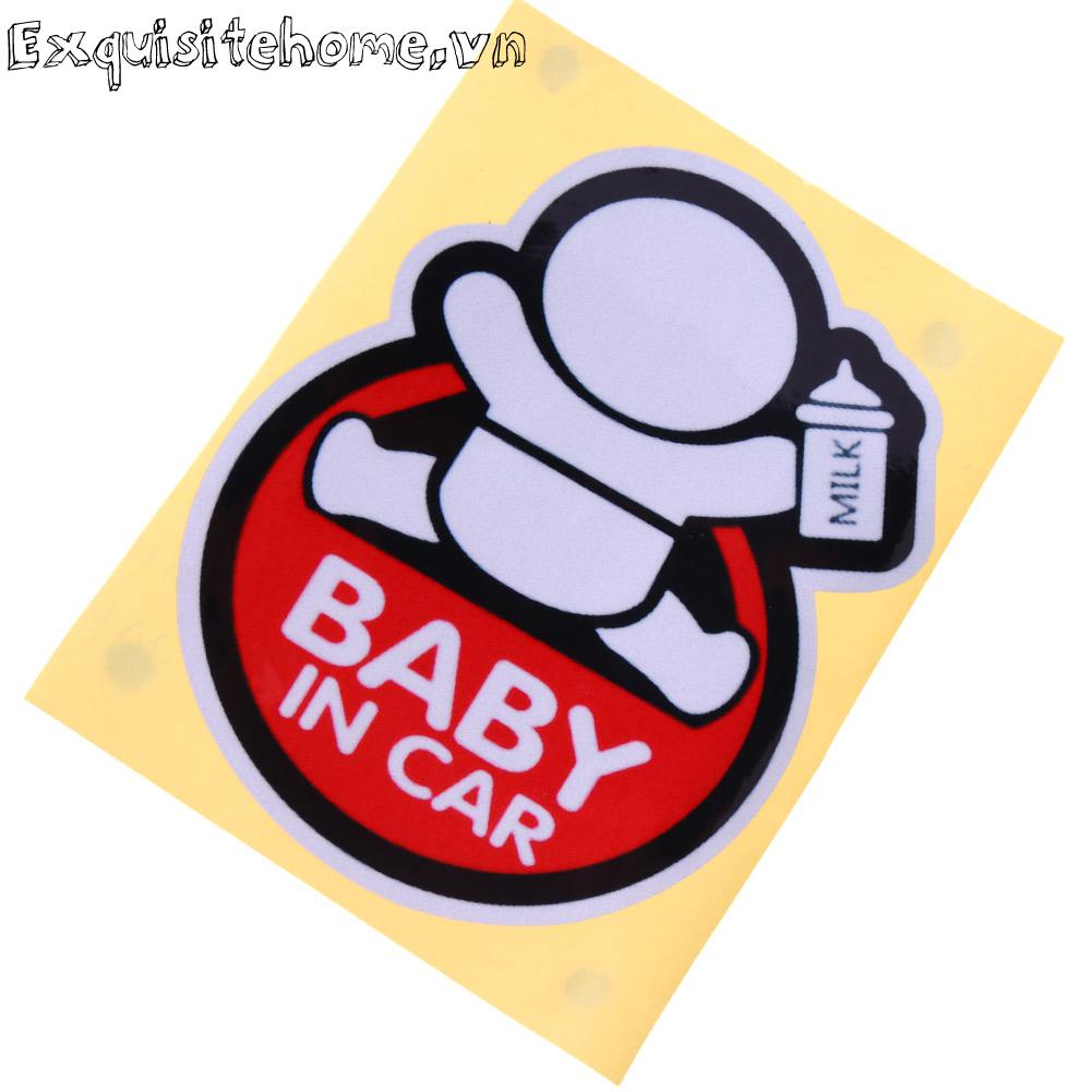 Miếng Dán Cảnh Báo baby in car Phản Quang An Toàn Cho Xe Hơi Xe Tải