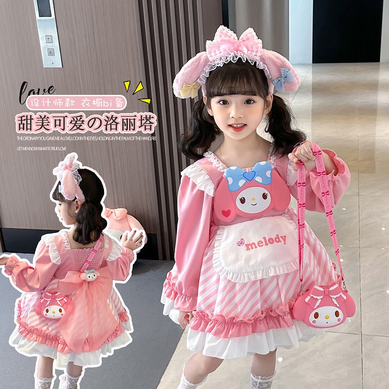 Đầm Công Chúa lolita Tay Dài Mềm Mại Thời Trang Xuân Thu Cho Bé Gái