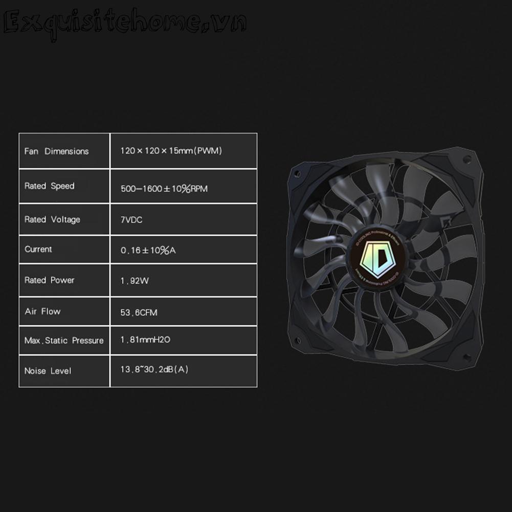 Quạt Tản Nhiệt Làm Mát 12cm Cho pc case chassis cpu 4Pin Im Lặng
