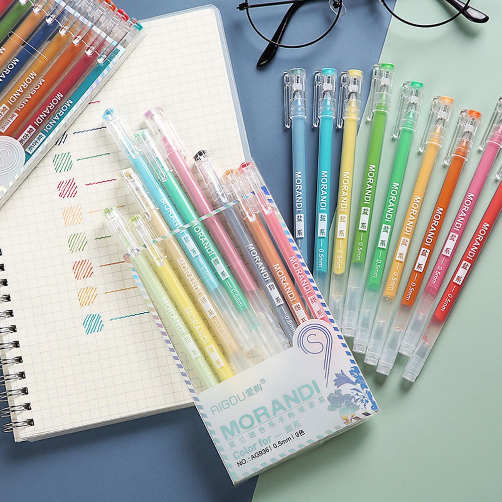 Set 9 Bút Bi Ngòi 0.5mm Nhiều Màu Sắc