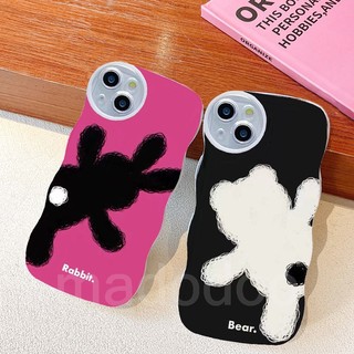 Casing Samsung Galaxy A05 A05S A15 S24 S23 Plus Ultra FE S22 S21 S20 S23+ S22+ S21+ 5G S20+ A02 A02S A03S A11 A50 A50S A30S A20S A72 4G A20 A30 M11 M02 Cute Cartoon Couple Black Bear Rabbit Oval Fine Hole Lens Shockproof Wave Edge Soft Phone Case 1BW 90