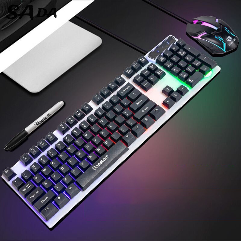 Sada Bộ Bàn Phím Và Chuột Chơi game Có Dây Kết Nối usb Màu Cầu Vồng