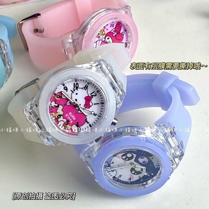 Kawaii Kuromi Cinnamoroll My Melody Pompom Purin Sanrio Đồng Hồ Hoạt Hình Dễ Thương Ánh Sáng Dạ Quang Đồng Hồ Sinh Viên Bé Gái Tặng-top3C01