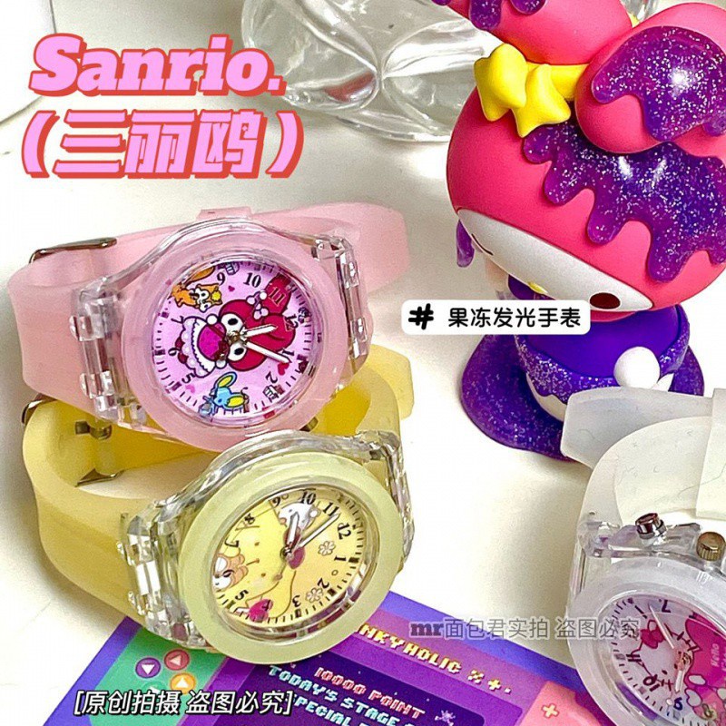 Kawaii Kuromi Cinnamoroll My Melody Pompom Purin Sanrio Đồng Hồ Hoạt Hình Dễ Thương Ánh Sáng Dạ Quang Đồng Hồ Sinh Viên Bé Gái Tặng-top3C01