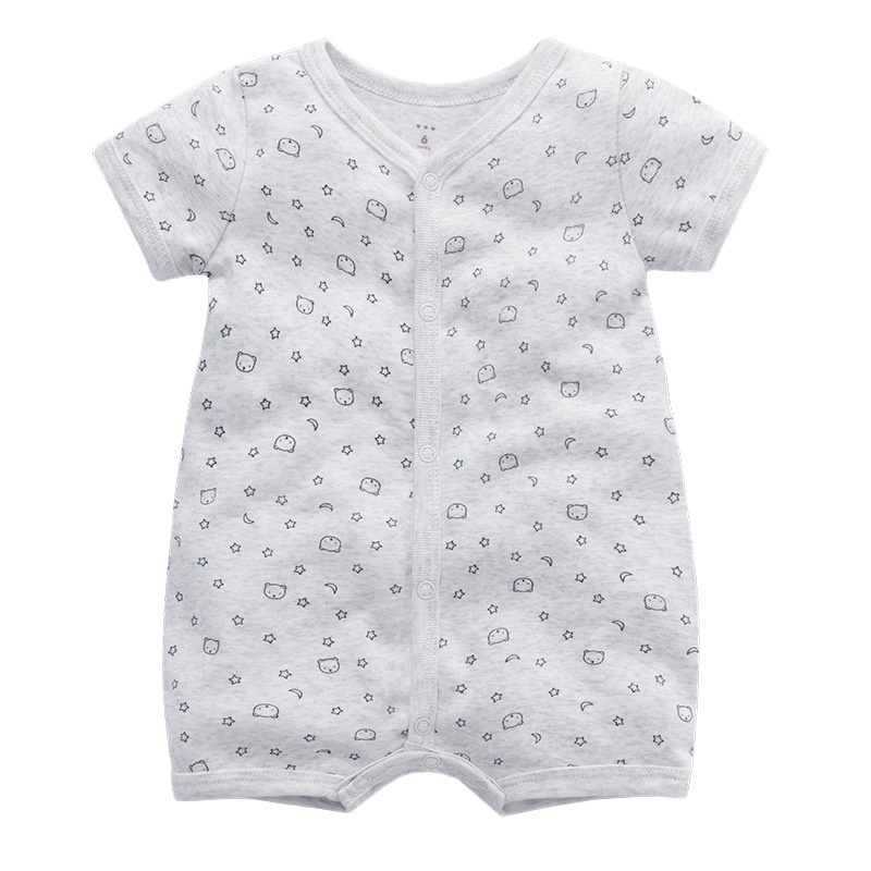 Bộ Áo Liền Quần Tay Ngắn In Hình Thú Hoạt Hình Dễ Thương Dành Cho Bé Trai Sơ Sinh