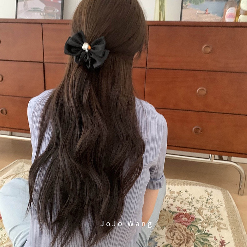 Dây Buộc Tóc Cao Su Co Giãn Màu Đen Hình Bướm Phong Cách Hàn Quốc