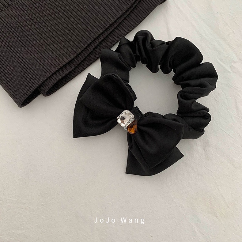 Dây Buộc Tóc Cao Su Co Giãn Màu Đen Hình Bướm Phong Cách Hàn Quốc