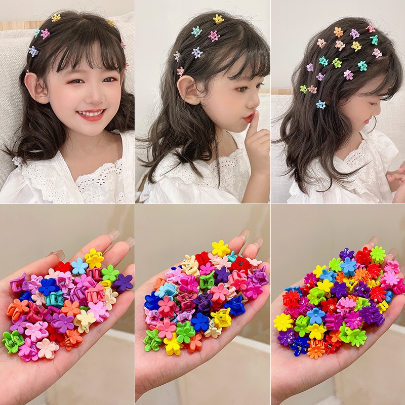 Set 100 Kẹp Tóc Hình Hoa / Ngôi Sao Dễ Thương Cho Bé Gái