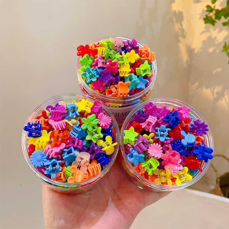 Set 100 Kẹp Tóc Hình Hoa / Ngôi Sao Dễ Thương Cho Bé Gái