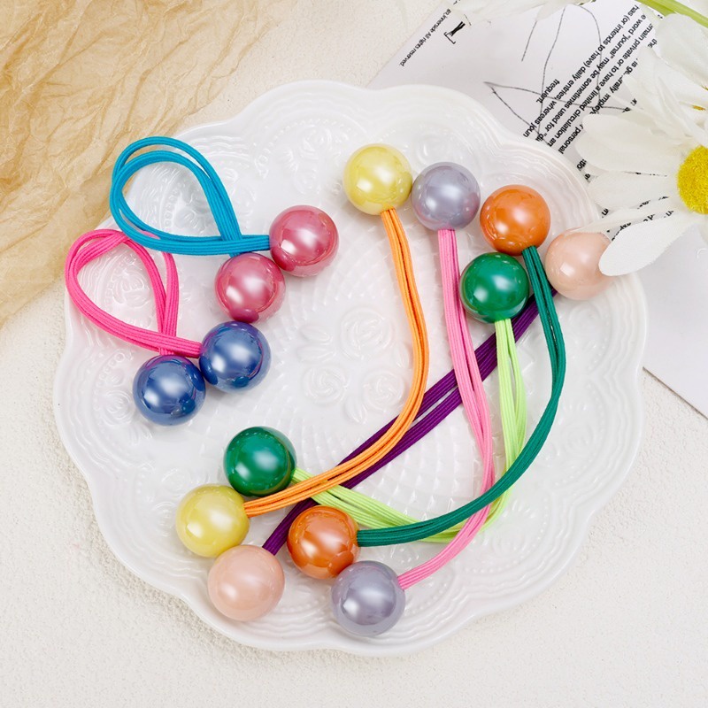 1 Dây Cột Tóc Cao Su Co Giãn Đính Bóng Lông Nhiều Màu Sắc Đơn Giản Thời Trang Cho Nữ