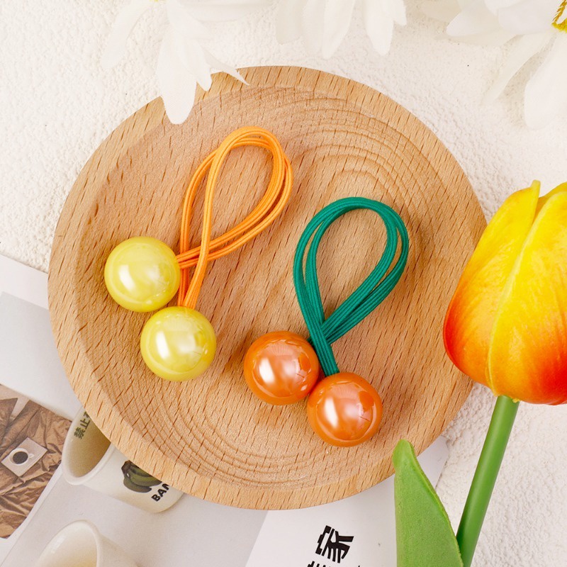 1 Dây Cột Tóc Cao Su Co Giãn Đính Bóng Lông Nhiều Màu Sắc Đơn Giản Thời Trang Cho Nữ