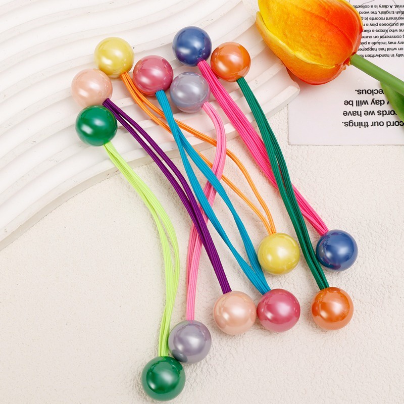 1 Dây Cột Tóc Cao Su Co Giãn Đính Bóng Lông Nhiều Màu Sắc Đơn Giản Thời Trang Cho Nữ