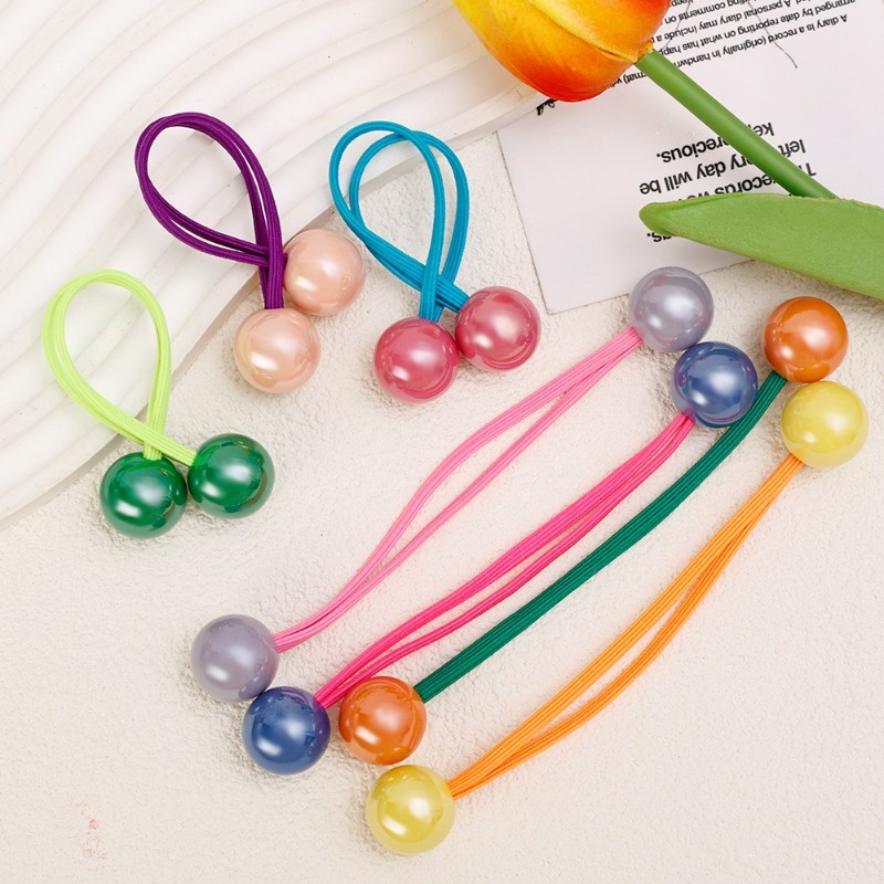 1 Dây Cột Tóc Cao Su Co Giãn Đính Bóng Lông Nhiều Màu Sắc Đơn Giản Thời Trang Cho Nữ