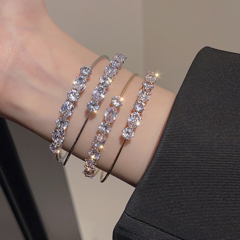 Vòng Tay Hở Đính Đá zircon Hình Nơ Thời Trang Cho Nữ