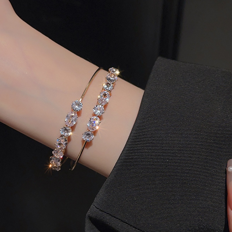 Thời Trang Vòng Tay Hở Đính Đá zircon Hình Nơ Xinh Xắn