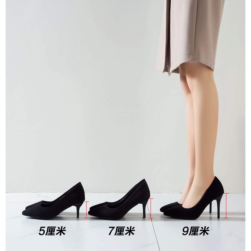 Đen Giày Cao Gót Mũi Nhọn Thời Trang Mùa Thu 2023 Dành Cho Nữ