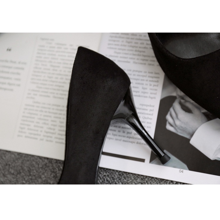 Đen Giày Cao Gót Mũi Nhọn Thời Trang Mùa Thu 2023 Dành Cho Nữ