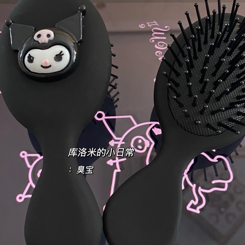 Sanrio Hoạt Hình Dễ Thương Balck Kuromi Hello Kitty Túi Khí Lược Đệm Không Khí Lược Massage Di Động Lược Mini Lược Chải Tóc Cô Gái Tặng-top3C01