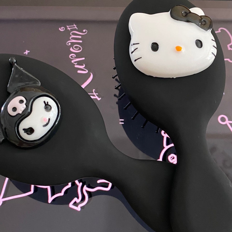 Sanrio Hoạt Hình Dễ Thương Balck Kuromi Hello Kitty Túi Khí Lược Đệm Không Khí Lược Massage Di Động Lược Mini Lược Chải Tóc Cô Gái Tặng-top3C01