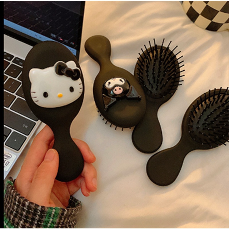 Sanrio Hoạt Hình Dễ Thương Balck Kuromi Hello Kitty Túi Khí Lược Đệm Không Khí Lược Massage Di Động Lược Mini Lược Chải Tóc Cô Gái Tặng-top3C01