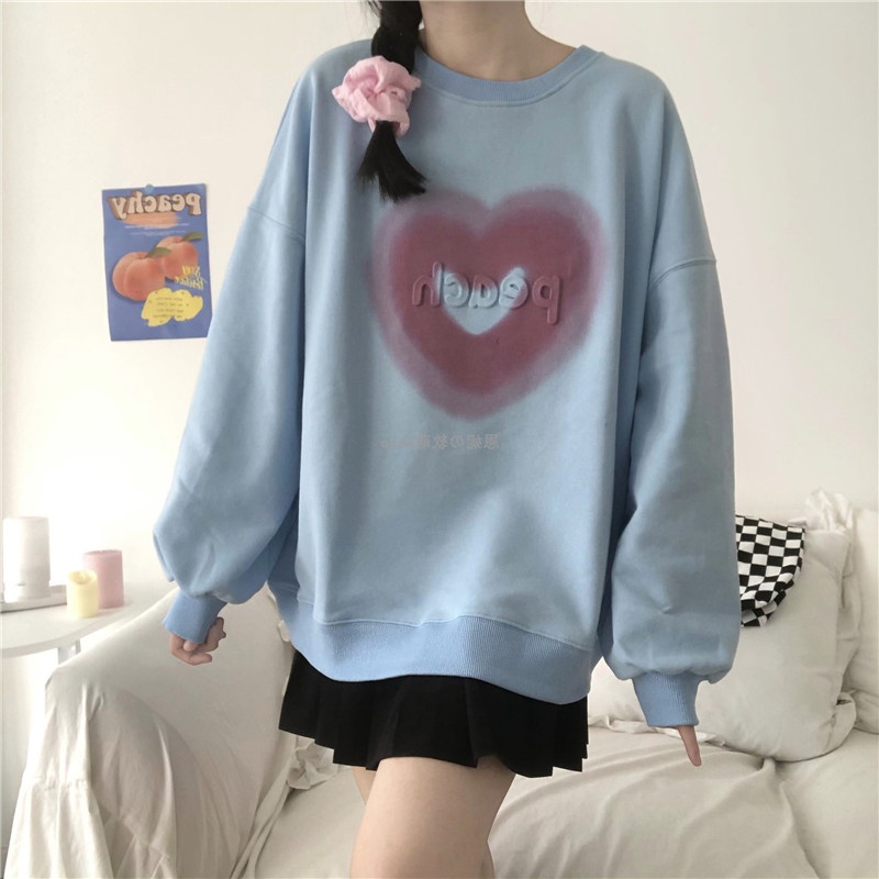 Xiang-ni Áo sweatshirt Mỏng Cổ Tròn Dáng Rộng Thời Trang Xuân Thu Cho Nữ