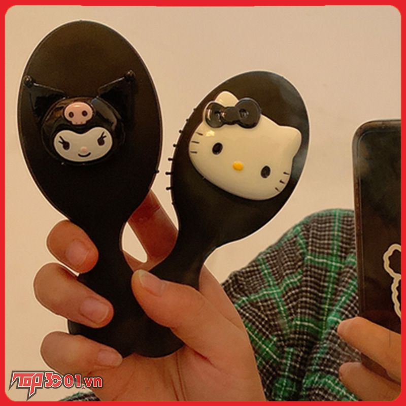 Sanrio Hoạt Hình Dễ Thương Balck Kuromi Hello Kitty Túi Khí Lược Đệm Không Khí Lược Massage Di Động Lược Mini Lược Chải Tóc Cô Gái Tặng-top3C01
