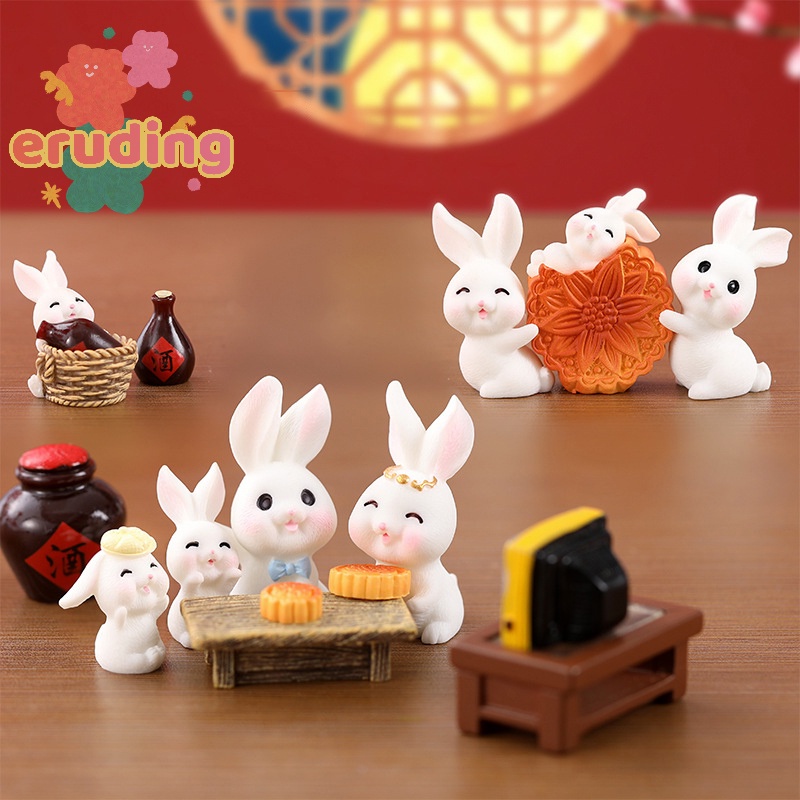 Tượng Thỏ Phong Cách Trung Hoa Trang Trí Tiểu Cảnh Năm Mới