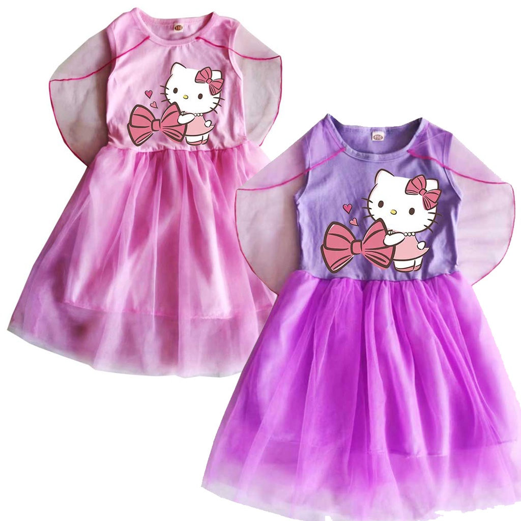 Hello kitty Đầm cotton Kèm Khăn Choàng Dễ Thương Cho Bé Gái 2-12 Tuổi