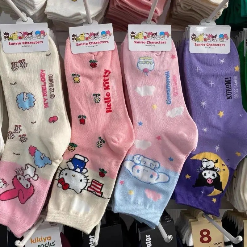 Vớ Giữ Ấm Họa Tiết Hoạt Hình sanrio hello kitty kuromi cinnamoroll Phong Cách Hàn Quốc Cho Bé Gái