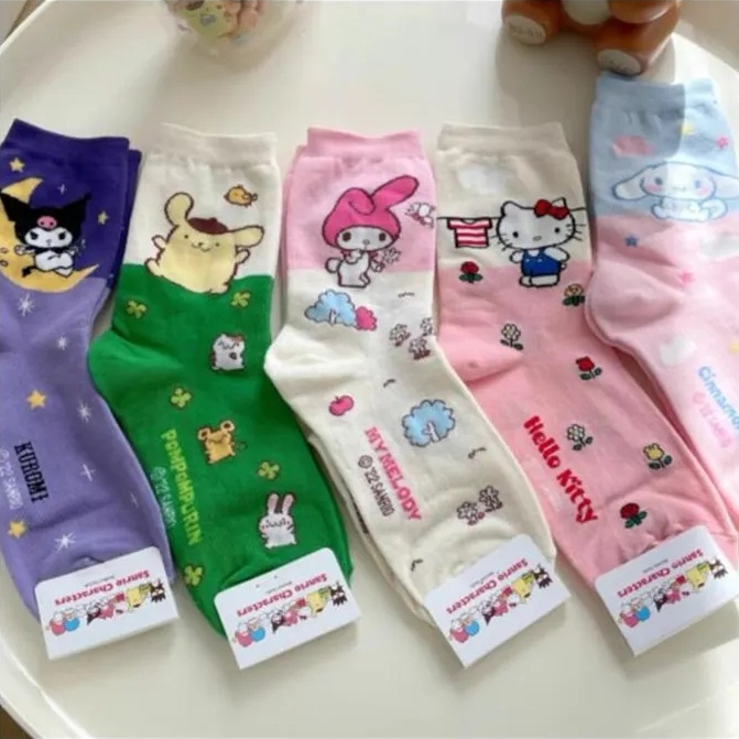 Vớ Giữ Ấm Họa Tiết Hoạt Hình sanrio hello kitty kuromi cinnamoroll Phong Cách Hàn Quốc Cho Bé Gái