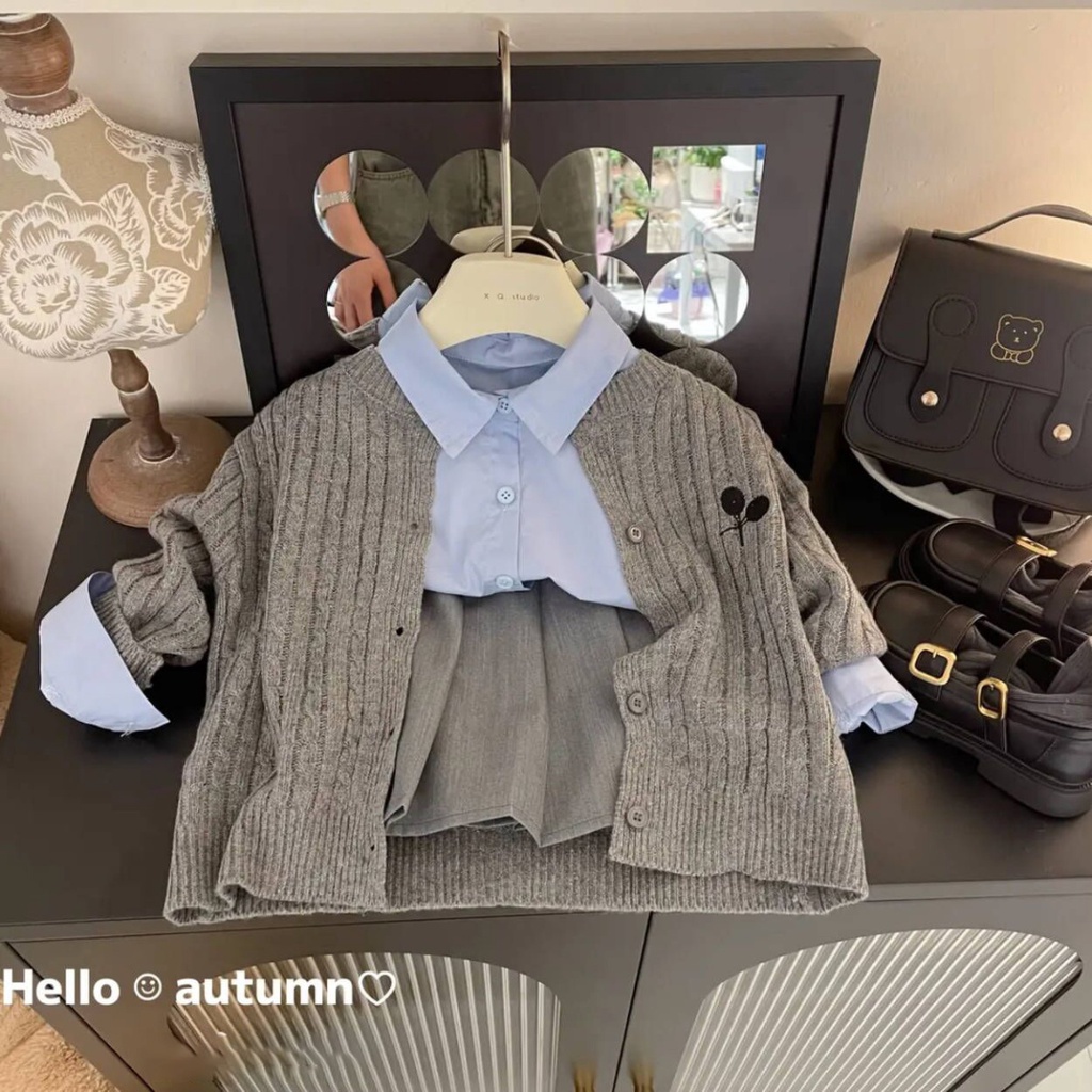 Set Áo Thun Dài Tay Cổ Tròn + Chân Váy Xếp Ly Thời Trang Dành Cho Nữ